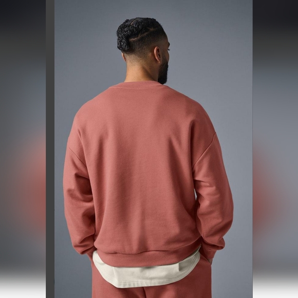 Alo Yoga Accolade Crew Neck Pullover Sweatshirt Soft Terracotta/ M - Picture 15 of 16